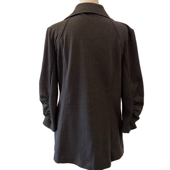 Susan Graver women Small Neutral Charcoal Gray 1 Button Blazer ruched sleeves - Picture 3 of 8